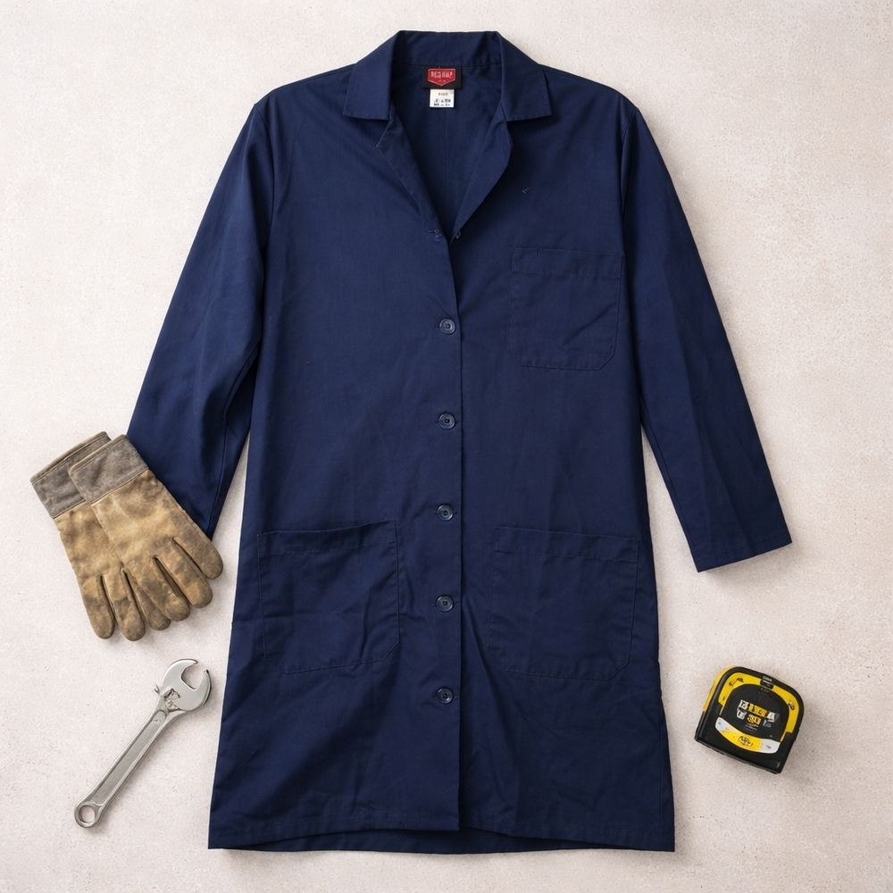 Red Kap Navy Shop Coat Workwear Jacket Small Mechanic Utility